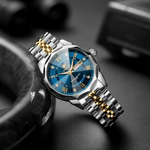 CHEETAH Two-Tone Watches for Men Diamond Stainless Steel Quartz Waterproof, with Date Week Display, Luminous Hands in Saudi Arabia