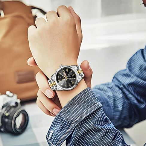 CHEETAH Two-Tone Watches for Men Diamond Stainless Steel Quartz Waterproof, with Date Week Display, Luminous Hands in Saudi Arabia