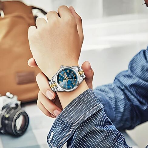 CHEETAH Two-Tone Watches for Men Diamond Stainless Steel Quartz Waterproof, with Date Week Display, Luminous Hands in Saudi Arabia