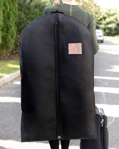 PARTY BARGAINS 40 Inch Non-Woven Garment Storage Bags - 5 Pieces | Black Fabric Clothes Cover Suit Bags for Wrinkle-Free Travel & Stylish Wardrobe Protection in Saudi Arabia