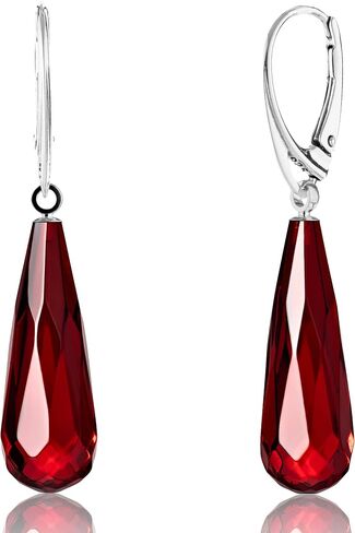 Amber Earrings for Women - Statement Gemstone Jewelry, Gold Plated Sterling Silver Leverback, Dangle Semi Precious Stone Ladies Earrings, Elegant Gift for Her in Kuwait