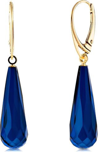 Amber Earrings for Women - Statement Gemstone Jewelry, Gold Plated Sterling Silver Leverback, Dangle Semi Precious Stone Ladies Earrings, Elegant Gift for Her in Kuwait
