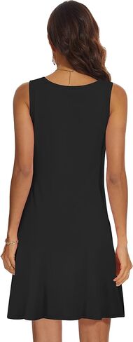 Summer Dresses for Women 2024 Casual Sundresses Beach Cover Ups Sleeveless Tshirt Swing Dress with Pockets in Saudi Arabia