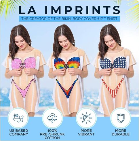 The Original Women's Bikini Shirt - Funny Bikini Print Bathing Suit Cover-up Beach Tshirt Dress for Women Men in Saudi Arabia