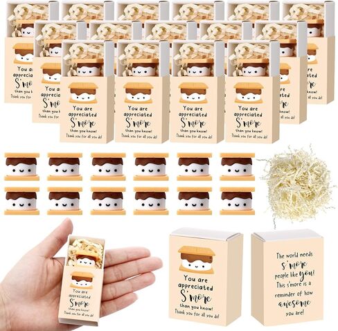 Wettarn 24 Sets Employee Appreciation Gifts S'more Marshmallow with Mini Gift Box Christmas Thank You Gifts Inspirational Puns Gifts for Office Colleagues Coworkers Team Staff Teacher Nurse group in Kuwait