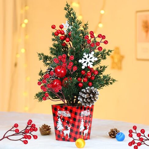 DIYASY بريق الذهب التوت ينبع، 20 قطعة شجرة عيد الميلاد الاصطناعية يختار زينة شجرة عيد الميلاد حشو الحلي DIY عيد الميلاد إكليل عطلة ديكور المنزل in Kuwait