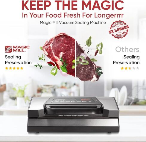Magic Mill Pro Food Vacuum Sealer Machine with Patent Handle | professional-Grade Seal With Dry & Moist Functions, Vacuum Seal Bags, and Jar Kit in Saudi Arabia