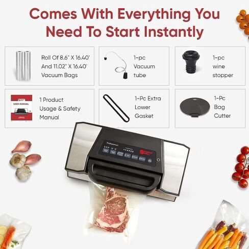 Magic Mill Pro Food Vacuum Sealer Machine with Patent Handle | professional-Grade Seal With Dry & Moist Functions, Vacuum Seal Bags, and Jar Kit in Saudi Arabia