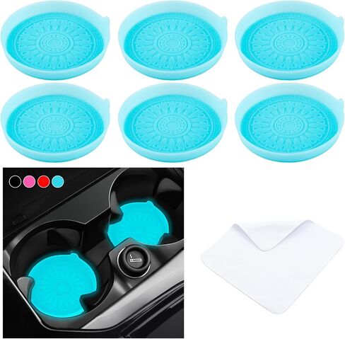 6 Pack Silicone Car Coasters, Universal Non-Slip Spill-Proof Car Cup Coasters, Recessed Car Coasters for Cup Holders, Removable Car Cup Holder Coaster, Car Accessories Interior - Black in Saudi Arabia