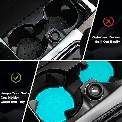 6 Pack Silicone Car Coasters, Universal Non-Slip Spill-Proof Car Cup Coasters, Recessed Car Coasters for Cup Holders, Removable Car Cup Holder Coaster, Car Accessories Interior - Black in Saudi Arabia