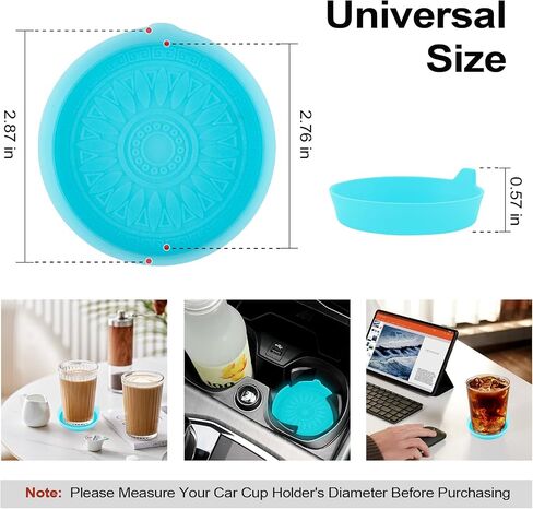 6 Pack Silicone Car Coasters, Universal Non-Slip Spill-Proof Car Cup Coasters, Recessed Car Coasters for Cup Holders, Removable Car Cup Holder Coaster, Car Accessories Interior - Black in Saudi Arabia