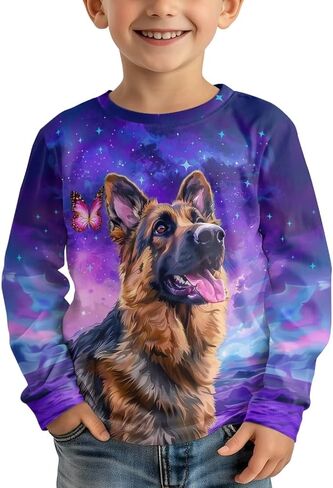 Uourmeti Long Sleeve Tops for Boys Graphic T Shirts Teen Girls Active Pullover Tees in Kuwait