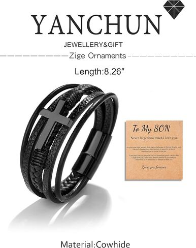 YANCHUN To My Son Bracelet from Mom Grandson Bracelet from Grandma Mother Son Bracelet Son Gifts from Mom Grandson Bracelet Christmas Birthday Gifts Stocking Stuffers in Saudi Arabia