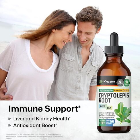 BIO KRAUTER Cryptolepis Sanguinolenta Root Tincture - Detoxifying Liquid Cryplolepis Root Extract - Alcohol & Sugar Free - Vegan Drops 4 Fl.Oz. in Saudi Arabia