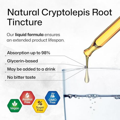 BIO KRAUTER Cryptolepis Sanguinolenta Root Tincture - Detoxifying Liquid Cryplolepis Root Extract - Alcohol & Sugar Free - Vegan Drops 4 Fl.Oz. in Saudi Arabia