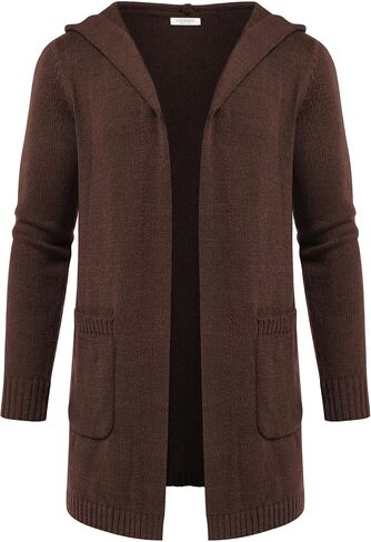 COOFANDY Mens Long Open Front Cardigan Sweater Lightweight Hooded Knitted Cardigan Sweaters with Pockets in Saudi Arabia