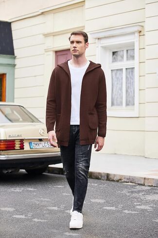 COOFANDY Mens Long Open Front Cardigan Sweater Lightweight Hooded Knitted Cardigan Sweaters with Pockets in Saudi Arabia