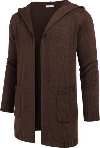 COOFANDY Mens Long Open Front Cardigan Sweater Lightweight Hooded Knitted Cardigan Sweaters with Pockets in Saudi Arabia