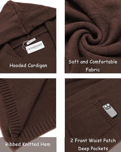 COOFANDY Mens Long Open Front Cardigan Sweater Lightweight Hooded Knitted Cardigan Sweaters with Pockets in Saudi Arabia