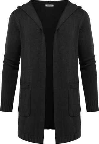 COOFANDY Mens Long Open Front Cardigan Sweater Lightweight Hooded Knitted Cardigan Sweaters with Pockets in Saudi Arabia
