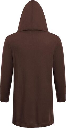 COOFANDY Mens Long Open Front Cardigan Sweater Lightweight Hooded Knitted Cardigan Sweaters with Pockets in Saudi Arabia