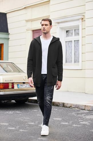 COOFANDY Mens Long Open Front Cardigan Sweater Lightweight Hooded Knitted Cardigan Sweaters with Pockets in Saudi Arabia