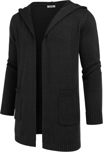 COOFANDY Mens Long Open Front Cardigan Sweater Lightweight Hooded Knitted Cardigan Sweaters with Pockets in Saudi Arabia