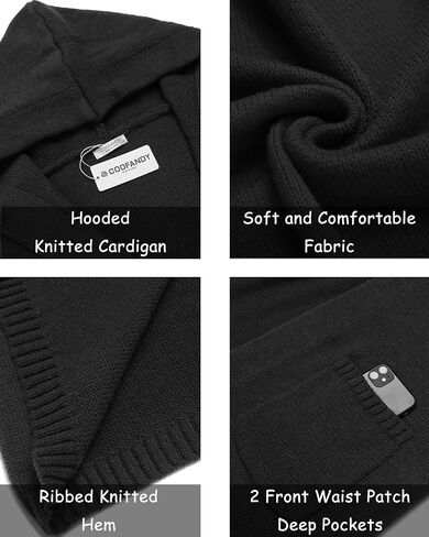 COOFANDY Mens Long Open Front Cardigan Sweater Lightweight Hooded Knitted Cardigan Sweaters with Pockets in Saudi Arabia