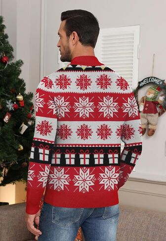 NITAGUT Mens Ugly Christmas Sweaters Funny Graphic Quarter Zip Sweaters Long Sleeve Knitted Pullover Sweaters in Kuwait