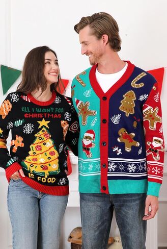 Arvilhill Men's Christmas Cardigan Merry Xmas V Neck Button Knitted Sweater (S-XXL) in Saudi Arabia