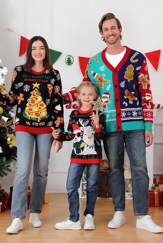 Arvilhill Men's Christmas Cardigan Merry Xmas V Neck Button Knitted Sweater (S-XXL) in Saudi Arabia