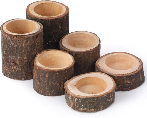 مجموعة من 6 حوامل شموع خشبية من Mumufy، حامل شموع خشبية مخصصة لتزيين طاولات الزفاف وحفلات أعياد الميلاد والنباتات النضرة in Kuwait