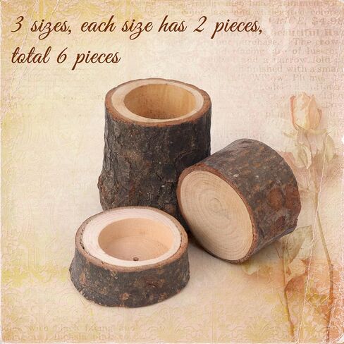 مجموعة من 6 حوامل شموع خشبية من Mumufy، حامل شموع خشبية مخصصة لتزيين طاولات الزفاف وحفلات أعياد الميلاد والنباتات النضرة in Kuwait