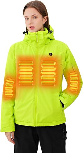Heated Jacket, Ski Jacket Coat, With 12V/16000mAh Battery Pack, 5 Areas Heating Thicken Women Winter Coat in Kuwait