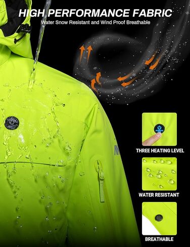 Heated Jacket, Ski Jacket Coat, With 12V/16000mAh Battery Pack, 5 Areas Heating Thicken Women Winter Coat in Kuwait