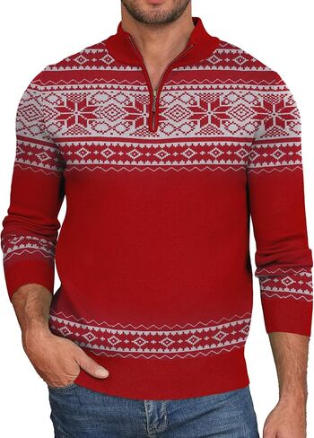 NITAGUT Mens Ugly Christmas Sweaters Funny Graphic Quarter Zip Sweaters Long Sleeve Knitted Pullover Sweaters in Kuwait