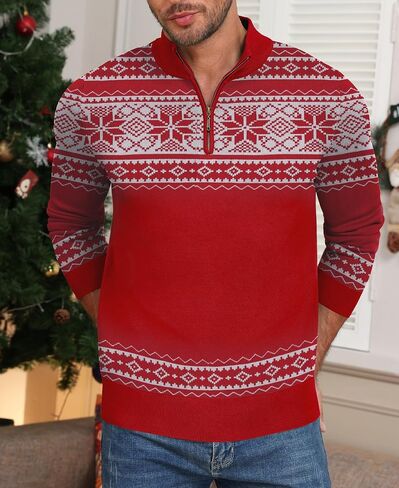 NITAGUT Mens Ugly Christmas Sweaters Funny Graphic Quarter Zip Sweaters Long Sleeve Knitted Pullover Sweaters in Kuwait