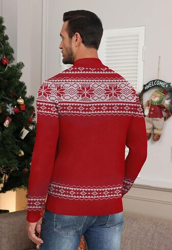 NITAGUT Mens Ugly Christmas Sweaters Funny Graphic Quarter Zip Sweaters Long Sleeve Knitted Pullover Sweaters in Kuwait