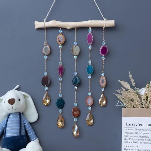 Natural Crystal Gemstone Round Ball Home Decor for Living Room Bedroom Kitchen Wall Hanging Ornament (A) (2 Layers Crystals) in Saudi Arabia