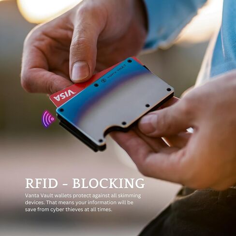 محفظة تيتانيوم نحيفة للرجال - محفظة جيب أمامية تحجب RFID - حامل بطاقات رفيع للغاية - محفظة رجالية نحيفة - حزام نقدي آمن - صندوق هدايا متضمن in Saudi Arabia