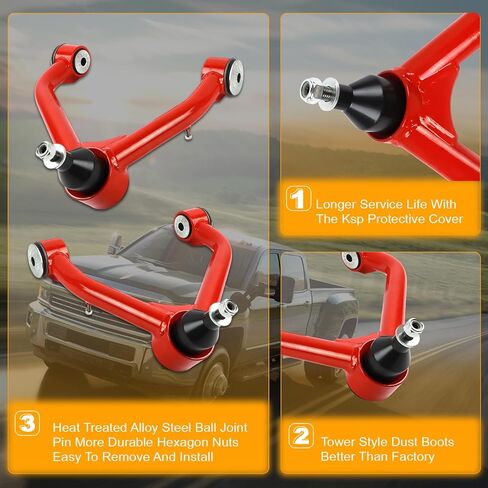 أذرع التحكم العلوية الأمامية للرفع 2-4 بوصة مع مفصل كروي يناسب تاهو سيلفرادو سييرا 1500 2007-2018، طقم تعليق مكون من قطعتين أذرع تحكم قابلة للتعديل تناسب يوكون أفالانش سوبربان 2007-2014 in Kuwait