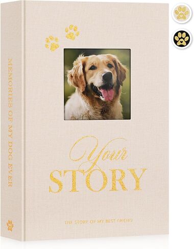 Lanpn Cute Puppy Photo Album 4x6 300 Pockets, Linen Cover Holds 300 Horizontal 4 x 6 Photos with Memo Writing Area Dogs Memory Book Keepsake for Dog Lovers Beige in Kuwait