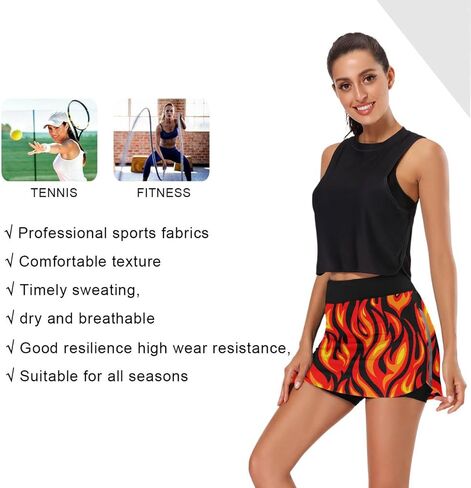 Women's Tennis Skirt Inner Shorts Lightweight Golf Casual Sports Skirt with Pockets in Kuwait