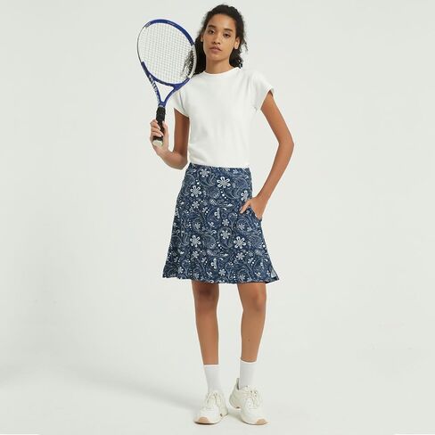 NOOYME 20" Skorts for Women Athletic Skort Modest with Pockets Knee Length Tennis Golf Skirts in Kuwait