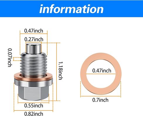 1 PC Oil Drain Plug, M14x1.5 Oil Drain Plug with 5 PCS Copper Washer Gaskets, Heavy Duty Oil Plug Anti Leakage Replacement, Compatible with Kia Ford GM Hyundai in Saudi Arabia