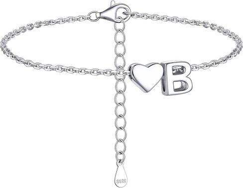 ChicSilver Sterling Silver Initial Bracelet Letters Personalized Heart Bracelet Hypoallergenic Dainty Bracelets for Women in Saudi Arabia