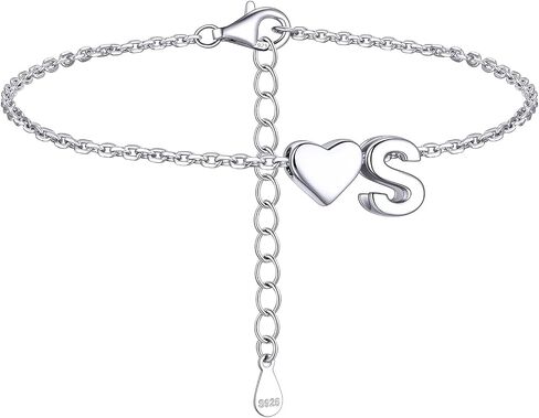 ChicSilver Sterling Silver Initial Bracelet Letters Personalized Heart Bracelet Hypoallergenic Dainty Bracelets for Women in Saudi Arabia