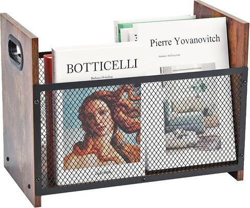 Magazine Holder, Desktop Magazine Rack File Holder Organizer Rustic Storage Basket for Magazines, Books, Newspapers, Tablets (Small) in Kuwait