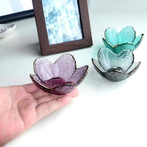 Flower Shape Ring Dish Jewelry Tray Organizer, Glass Accent Tray for Vanity, Small Decorative Trinket Dish, Crystal Purple in Kuwait
