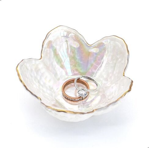 Flower Shape Ring Dish Jewelry Tray Organizer, Glass Accent Tray for Vanity, Small Decorative Trinket Dish, Crystal Purple in Kuwait